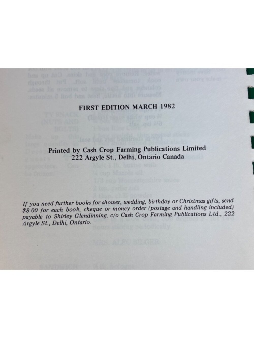 Pick Of The Crop Cookbook Canadian Tobacco Grower Recipes Spiral Bound 1982 - Picture 4 of 5